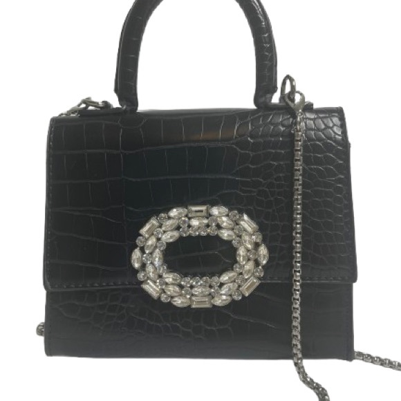 Bershka Black Mini Bag with Elegant Crystal Accents - Picture 1 of 10